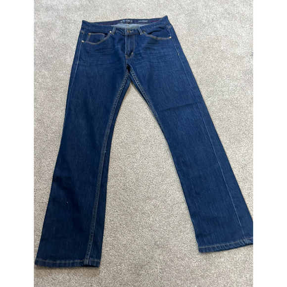 MB Studio Denim - MB Studio Jeans Womens Size 32 x 30 Blue Dark Wash Denim Slim Straight